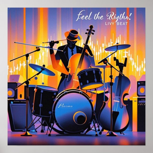 Poster Retro Pop Instruments de musique Abstraits dramati (Devant)