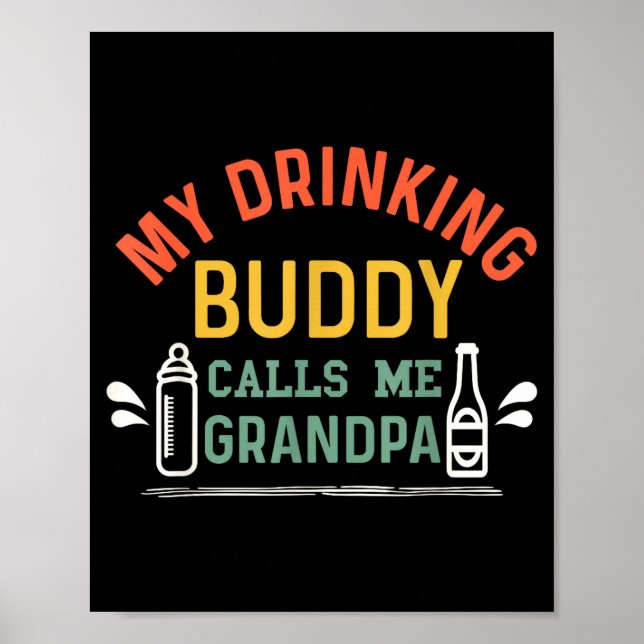 Poster Retro Pregnancy Announcement Grandpa My Drinking B (Devant)