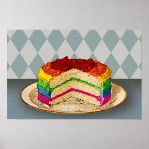 Poster Retro Rainbow Cake