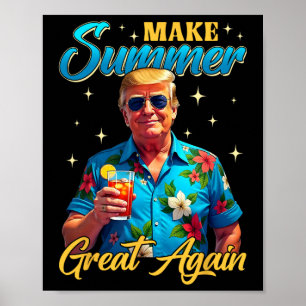 Poster Retro Rendre l'été grand à nouveau Donald Trump ét