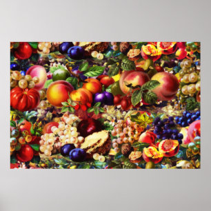 Poster Retro Rustique Fruit Fruit Fruit Fruit Tropical Ét