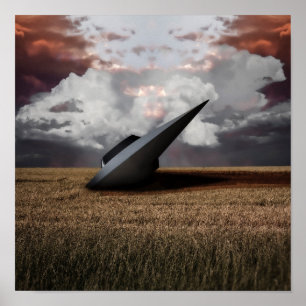 Poster Retro Sci - fi. UFO endommagé