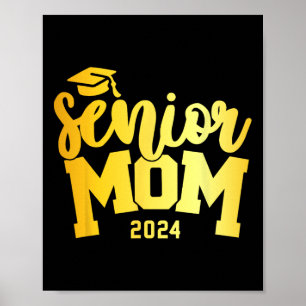 Poster Rétro Senior Mom Graduation Classe De 2024 School