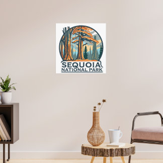 Poster retro Sequoia National Park Giant Sequoia Trees