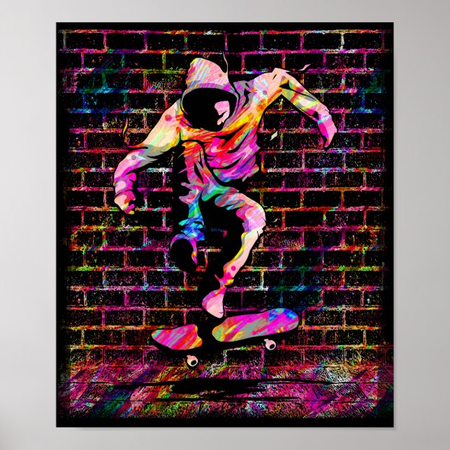 Poster Retro Skater - Skateboarder - Skateboard Vintage (Devant)