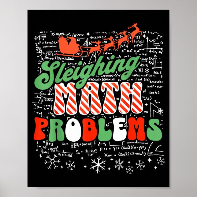 Poster Retro Sleighing Math Problems Santa Math Teacher C (Devant)