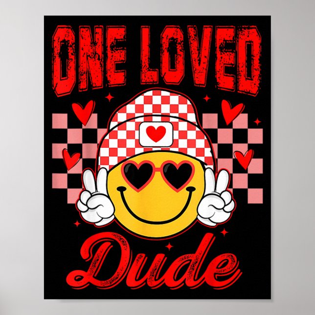 Poster Retro Smile Face One Loved Dude Valentines Day Men (Devant)