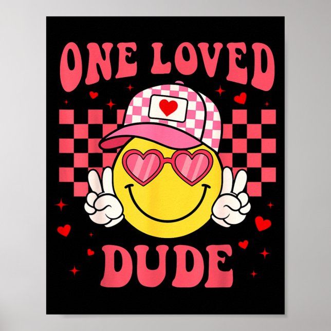 Poster Retro Smile Face One Loved Dude Valentines Day Men (Devant)