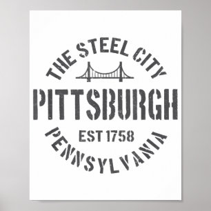 Poster Retro Steel City Pittsburgh Pennsylvania Yinz vint