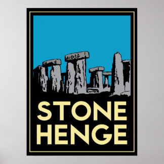 poster rétro stonehenge pierre henge art déco