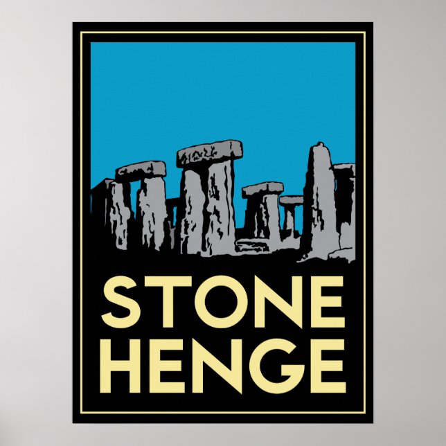 poster rétro stonehenge pierre henge art déco (Devant)