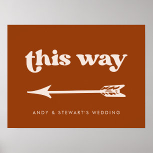 Poster Retro stylé Burnt Orange Mariage Direction