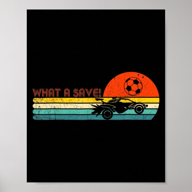 Poster Retro Style Rocket Rc Soccer Car League Funny Game (Devant)