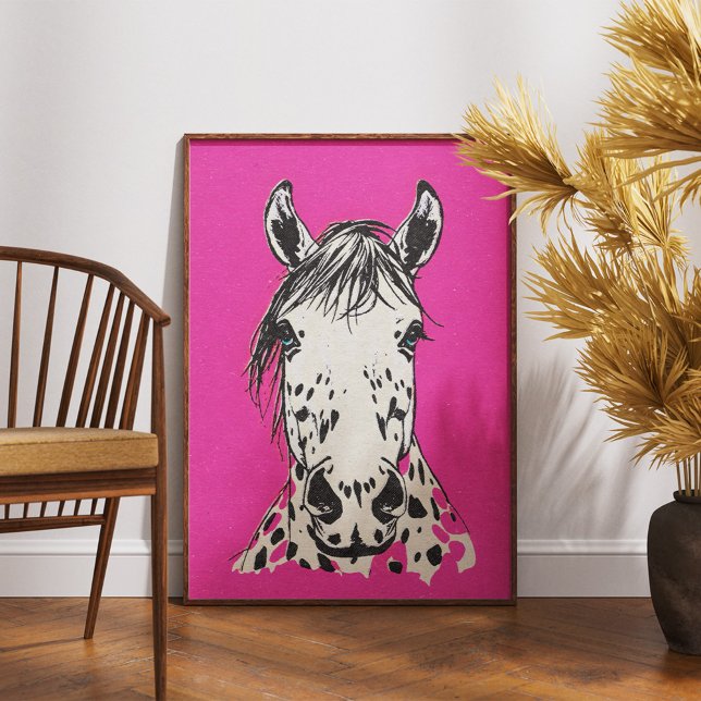 Poster Retro Stylisé Leopard Appaloosa Horse Portrait (Créateur téléchargé)