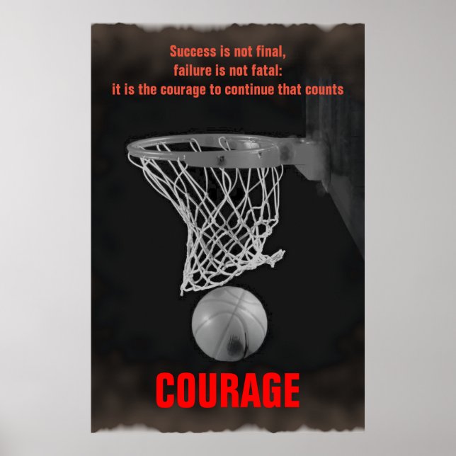 Poster Rétro succès Courage Basketball Inspiration (Devant)