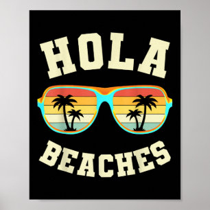 Poster Retro Summer Hola Plages Funny Beach Vacances Vin