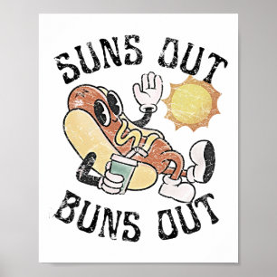 Poster Retro Suns Out Buns Chaud Chien Chaud Bbq Quart De