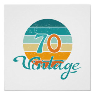 Poster Retro Sunset 70 Vintage en détresse