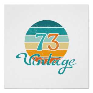 Poster Retro Sunset 73 Vintage en détresse