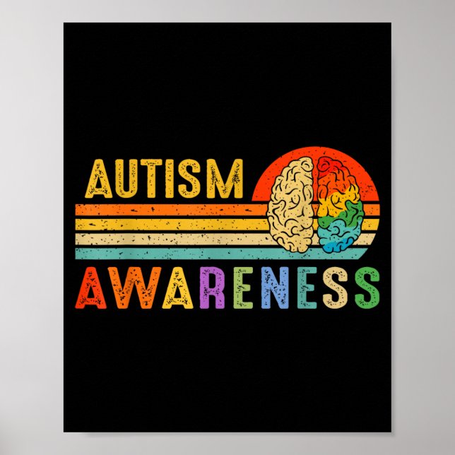 Poster Retro Sunset Autism Awareness Neurodiversity Spect (Devant)