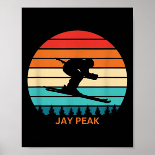 Poster Retro Sunset Jay Peak Vermont Skieur