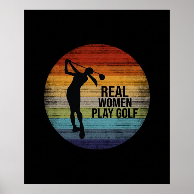 Poster Retro Sunset Real Femmes Jouer Golf (Devant)