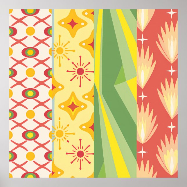 Poster Retro Sunshine Patterns – Bold Colorful  (Devant)