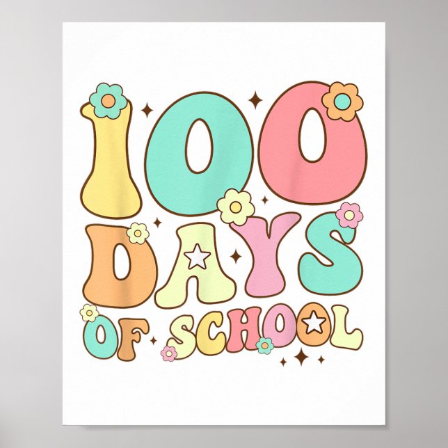 Poster Rétro Super 100 Jours Joyeux 100E Jour De L'École  (Devant)