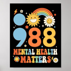 Poster Rétro Super 988 Problèmes de santé mentale Suicide