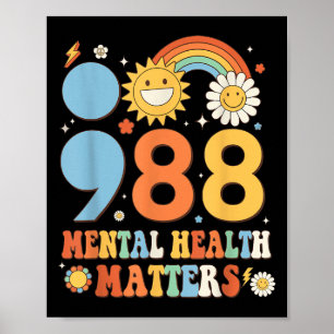 Poster Retro Super 988 Santé mentale S Prévention du suic