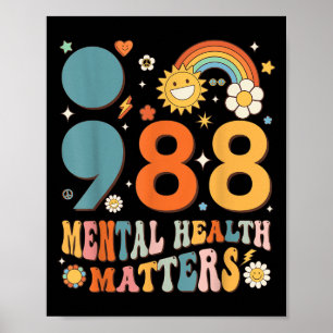 Poster Retro Super 988 Santé mentale S Prévention du suic