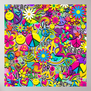 Poster Retro Super FUN 60's Sixties Love Birthday Party