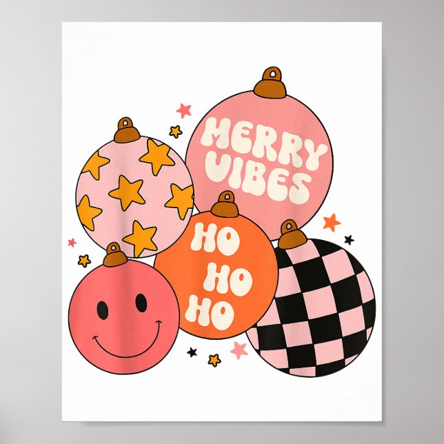 Poster Retro Super Merry Vibes Christmas Cute Père Noël C (Devant)