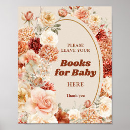 Poster Rétro super terre cuite automne livres floraux pou
