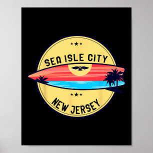 Poster Rétro surf sur la plage de Sea Isle City dans le N