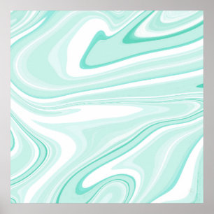 Poster Retro Swirl Liquide Aqua Peinture Verte Esthétique