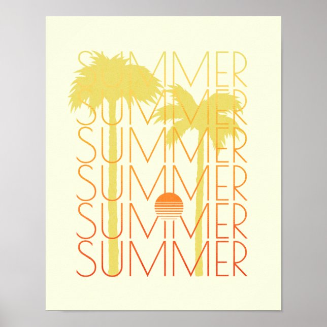 Poster Rétro-Synthwave 80s Surf (Devant)