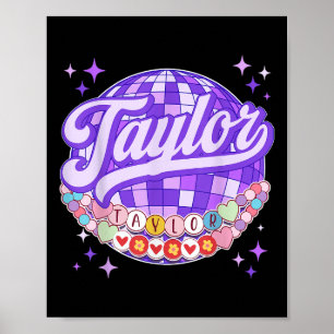 Poster Retro Taylor Prénom Amitié personnalisée Br