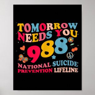 Poster Retro Tomorrow a Besoin de Vous 988 Prévention du