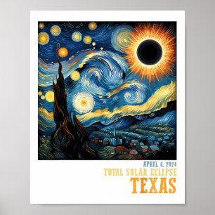 Poster Rétro Total Solaire Eclipse 2024 Texas Pour Hommes