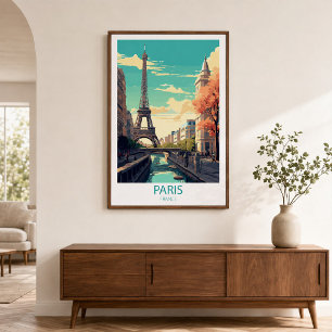 Poster Retro Travel Paris Destination Wall Art