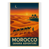 Retro Travel - Sahara Desert Sunset, Maroc