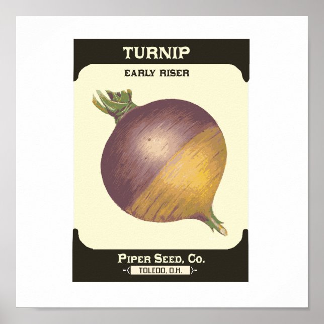 Poster Retro Turnip Vegetable Seed Poster Imprimer (Devant)
