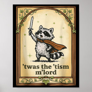 Poster Retro Twas Tism Mlord Funny Wizard Raccoon Aut