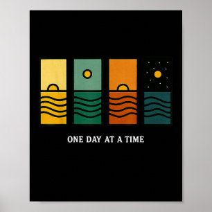 Poster Retro Un Jour À La Fois Citation Motivationnelle R
