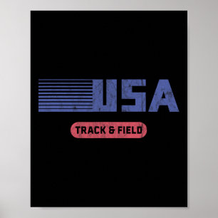 Poster Rétro Usa 2020 Équipe Américaine Athlétisme Vinta