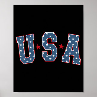 Poster Retro USA Star 4 juillet Fête Patriotique de l'Ind
