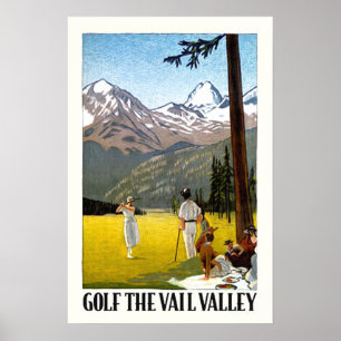 Poster Retro Vail Valley Golf Travel