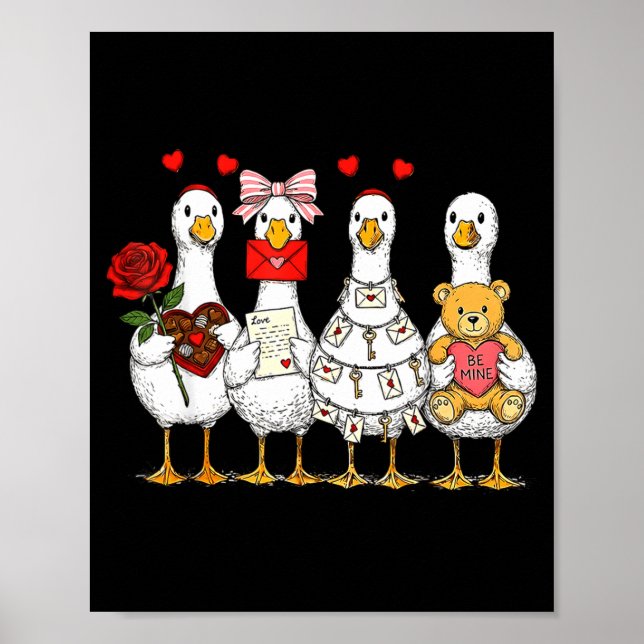 Poster Retro Valentine Goose Funny Nk Coquette Love Silly (Devant)