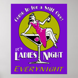 Poster Retro vibrante Ladies Night